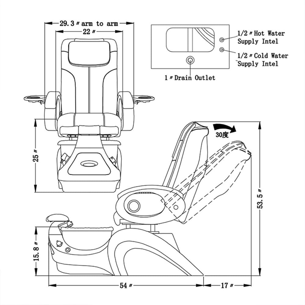 Salon-Maniküre-Pediküre-Spa-Stuhl mit Sanitär - Kangmei