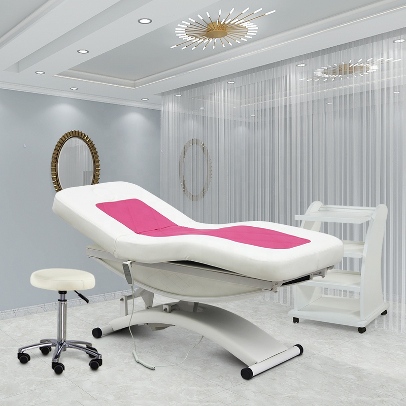 Elektrisch höhenverstellbarer Massagetisch, rosa Spa-Bett für den Salon
