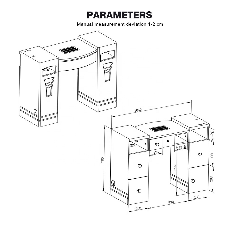 Nageltechniker-Schreibtisch-Maniküretisch mit Lüftungsschlitzen – Kangmei