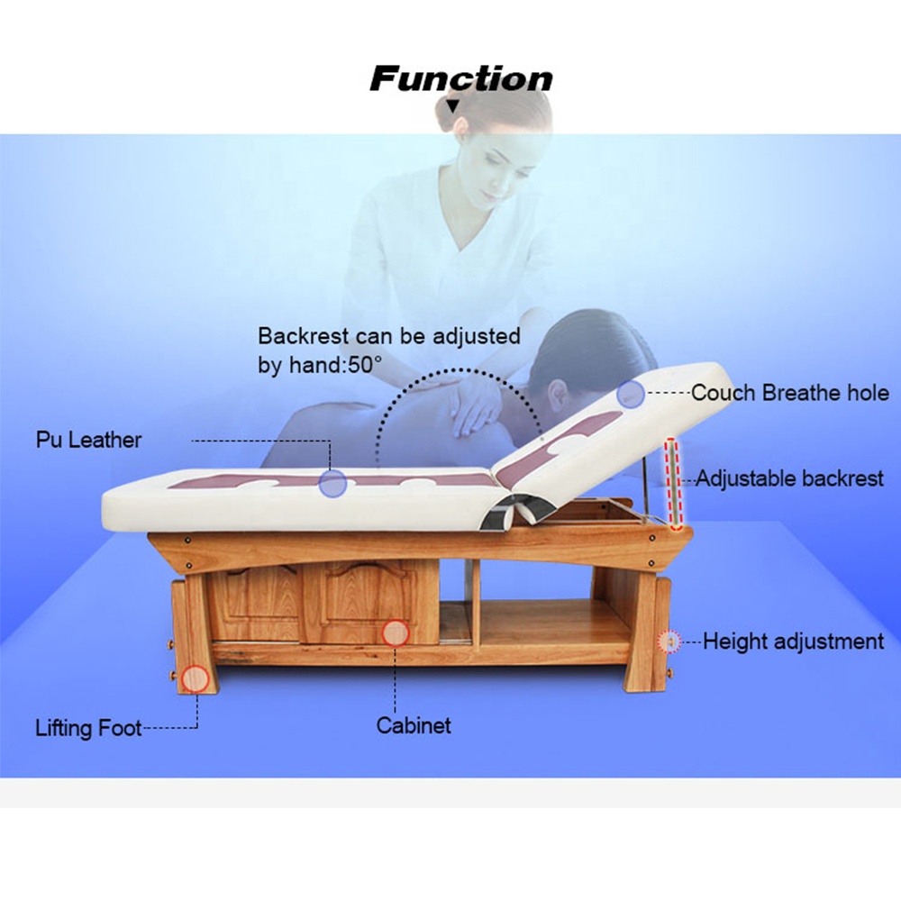 Schönheitssalon-Klinik, stationäre, verstellbare Spa-Gesichtstherapie-Behandlungsliege, Thai-Massage-Wachsbett mit Stauraum
