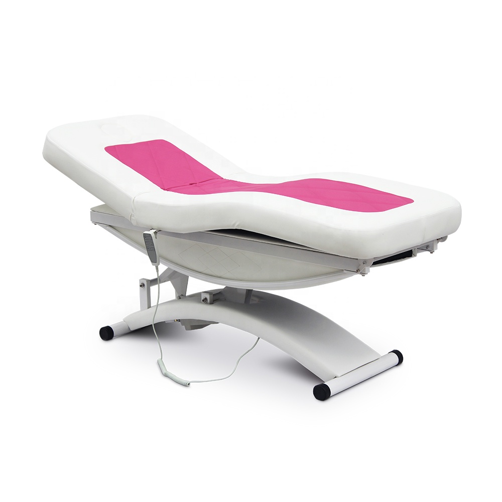Luxus-Spa-Bett mit elektrischem Massagetisch in Rosa und Weiß zum Verkauf im Geschäft